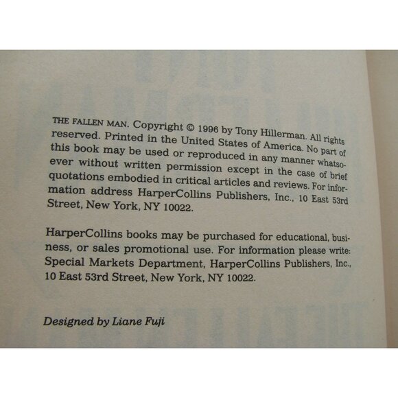 The Fallen Man by Tony Hillerman Jack Design & Illustration 1996 Hardcover Book - Picture 10 of 11